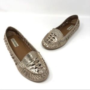 Steve Madden Metallic Gold Braided Loafer Flats